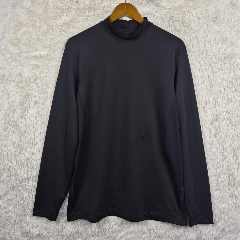 Nike Pro Combat Dri-FIT Mock Neck Long Sleeve Hyperwarm Shirt Base Layer Black
